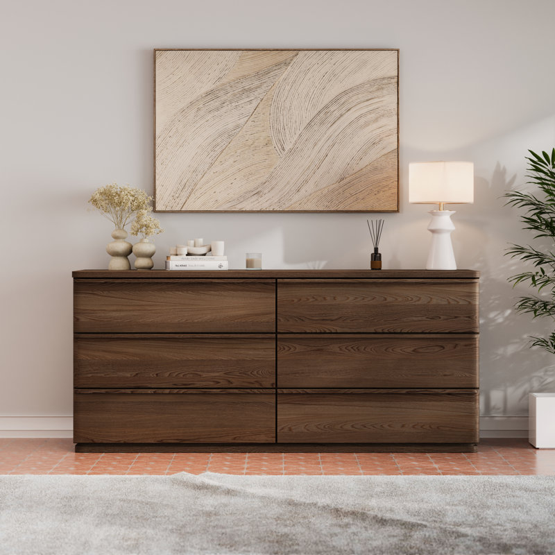 Baxtor 6 Drawer Walnut Dresser, Walnut