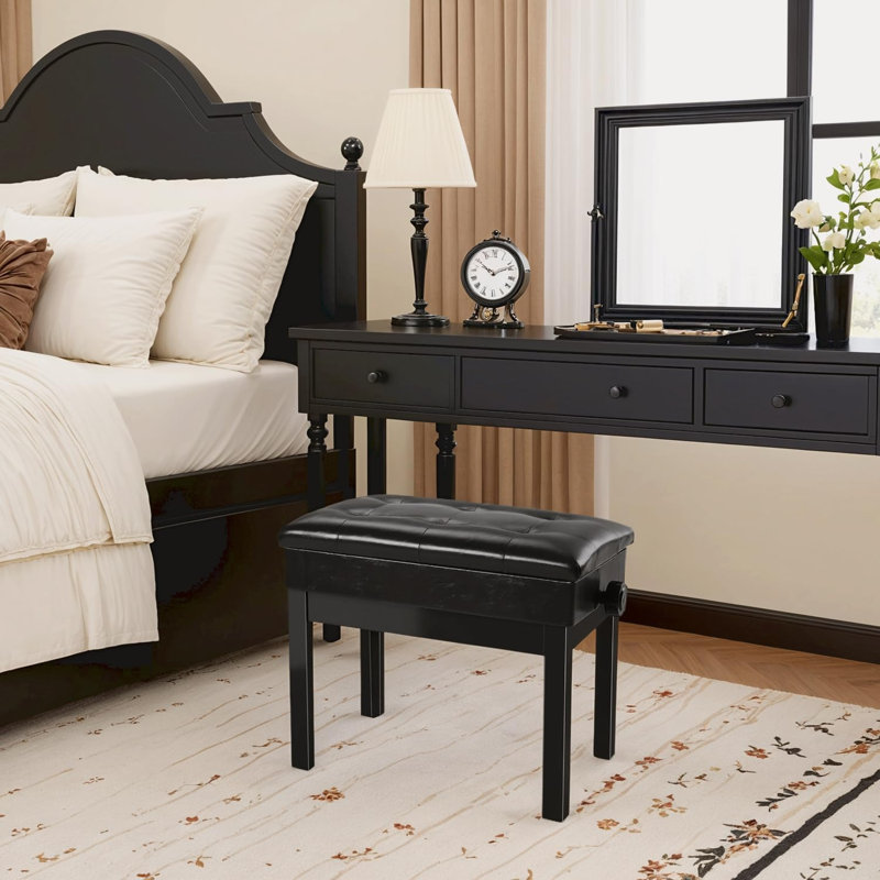 Solid Wood Accent Stool, Black
