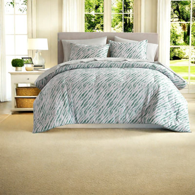 -Piece Queen Bedding Sets, Green Polyester Microfiber, Modern Home
