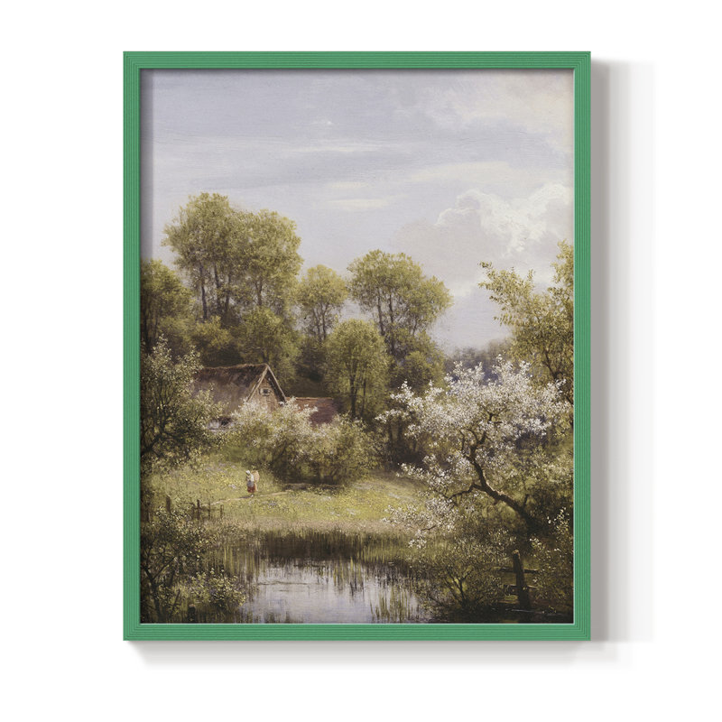 «Vintage Landscape CCXI», reproduction encadrée - bois massif, H 30 po x l 24 po, Vert
