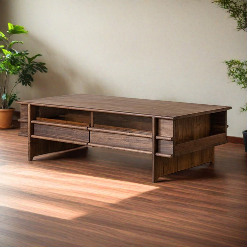 Table de bout en noyer noir, H 15,7 po x L 51,2 po x l 27,6 po