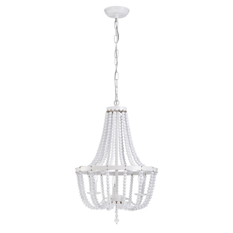 Luminaire suspendu unique à 3 lumières DEL avec détails perlés Demi