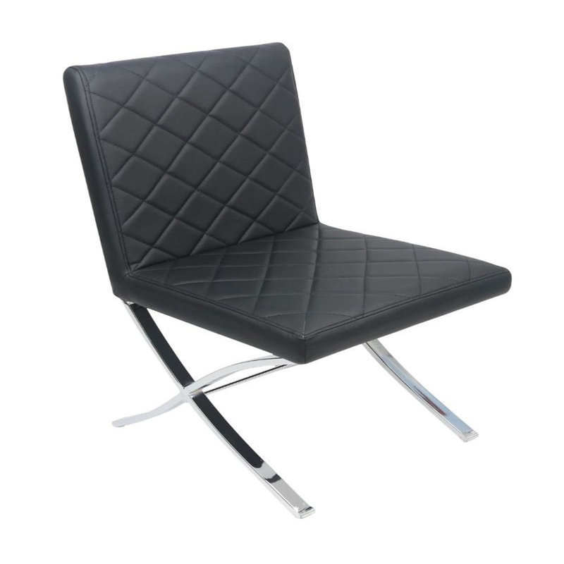 Cleopatra 19'' H Faux Leather Upholstered Parsons Chair, Black