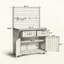 Banc de rempotage avec plateau en acier inoxydable et tablettes mobiles-617644891