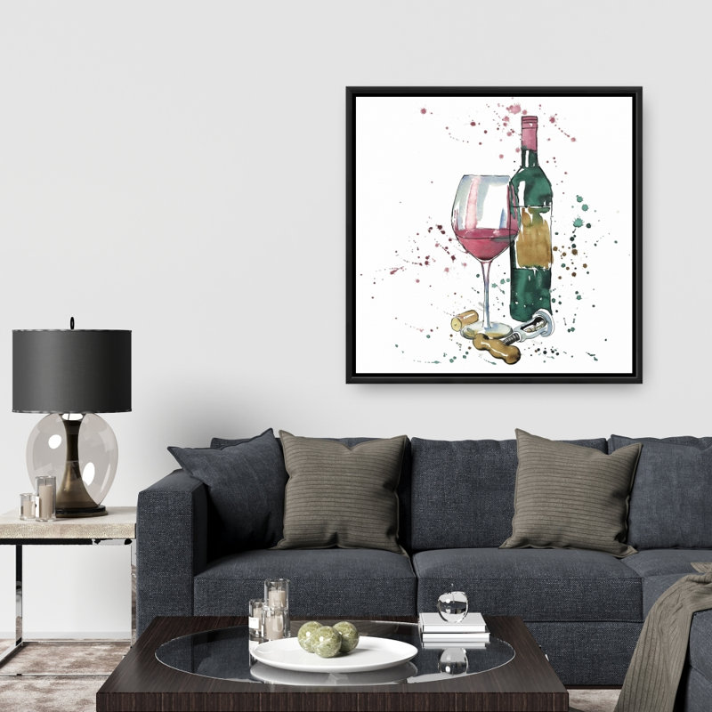 "Bouteille de vin rouge" sur toile, H 36 po x l 36 po