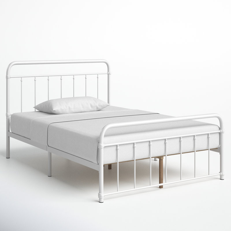 Aldiana Metal Slat Bed, White, Twin