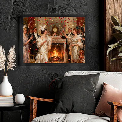 Black Frame Vintage Victorian Fireworks Fest Wall Art Classic Decor Frame Print