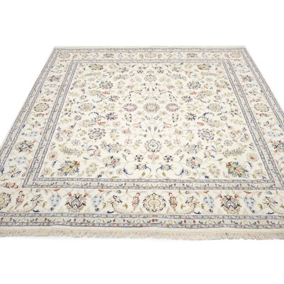 Tapis crème crème à motif oriental Indo-nain 8 x 8