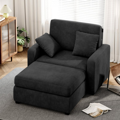 41‘’W Corduroy Chaise Lounge Sofa Upholstered Oversized Chair with Ottoman