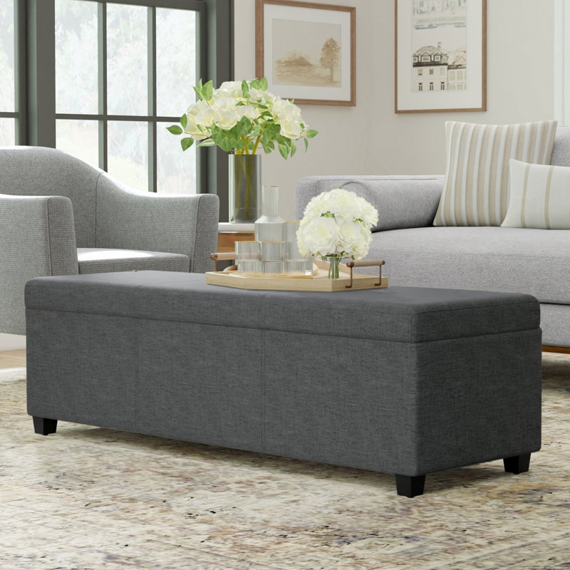 Très grand banc repose-pieds avec rangement, Gris