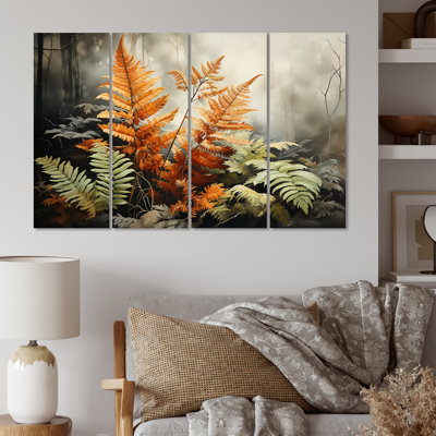 Ferns Amber Reflections - impression sur toile florale - 4 panneaux