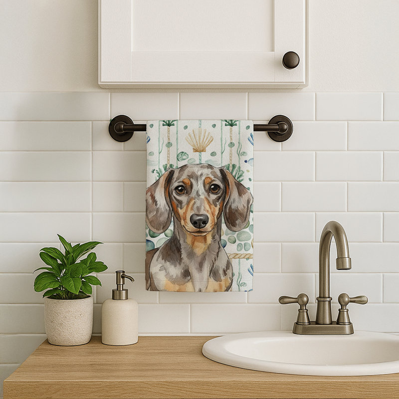 Coastal Sea Glass Kitchen Towel, Dapple Dachshund