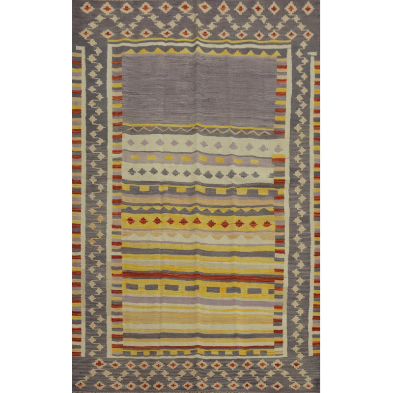 Geometric Kilim Vegetable Dye Rug 5x7