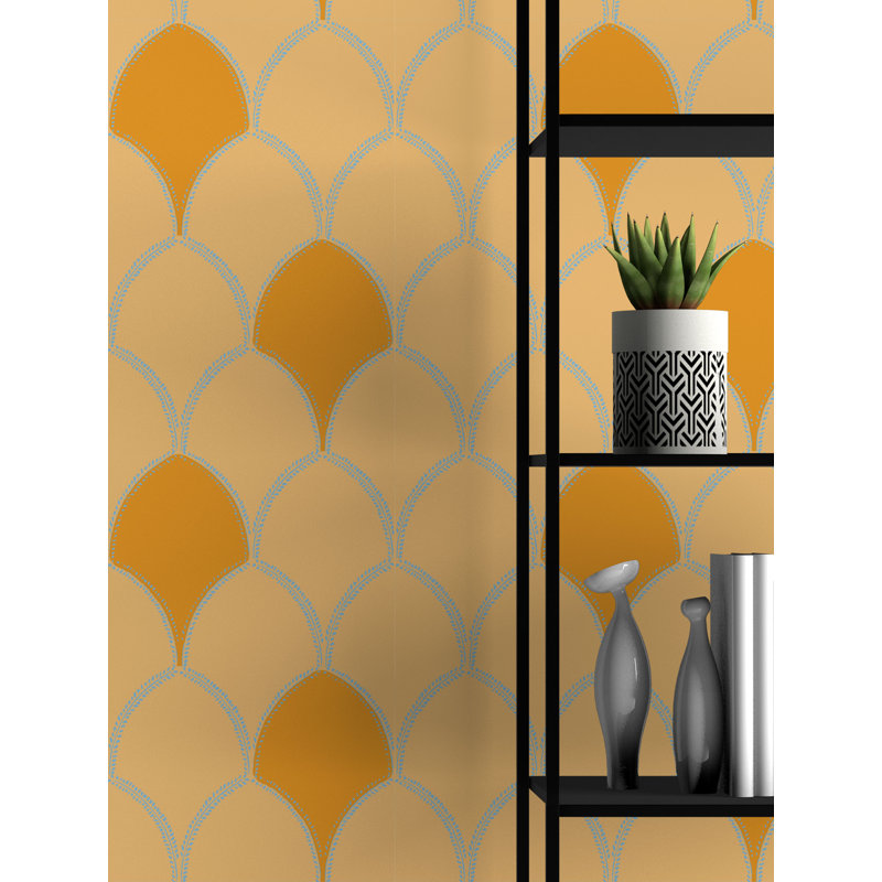 Susan Hable Geometric Wallpaper Roll, Orange