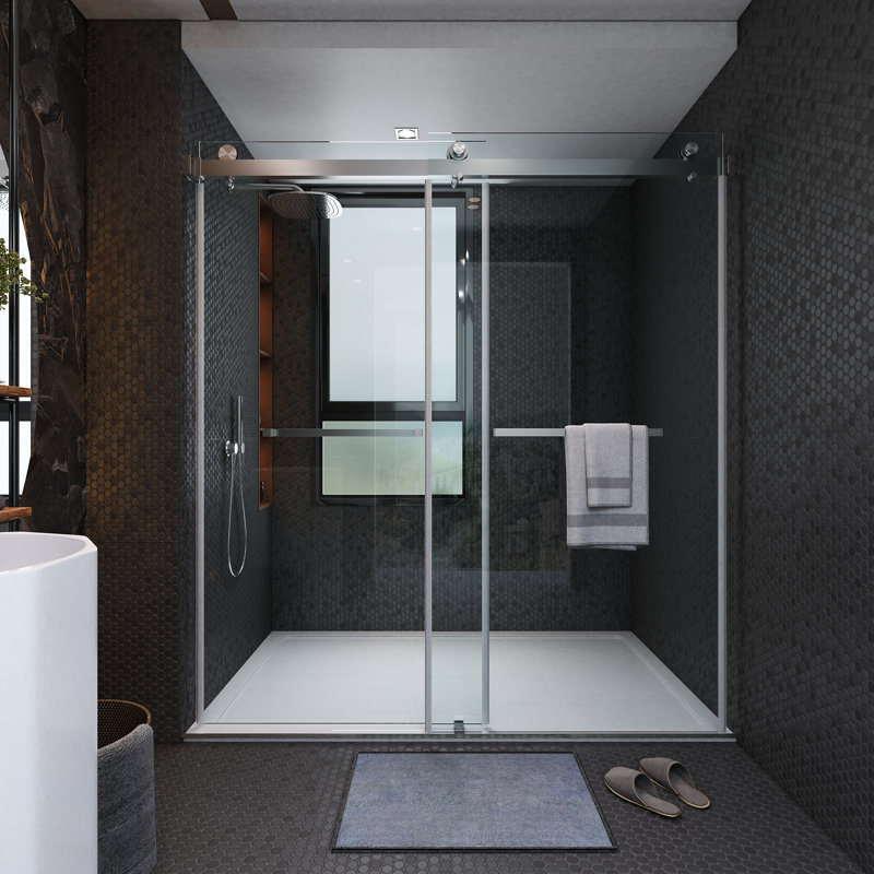 Porte de douche coulissante double l 66 à 72 po x H 76 po, Or