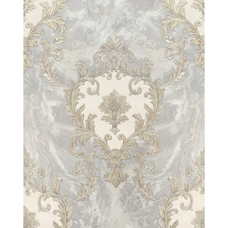 Zara 10.05m x 53cm Textured Glitter Wallpaper Roll, Grey