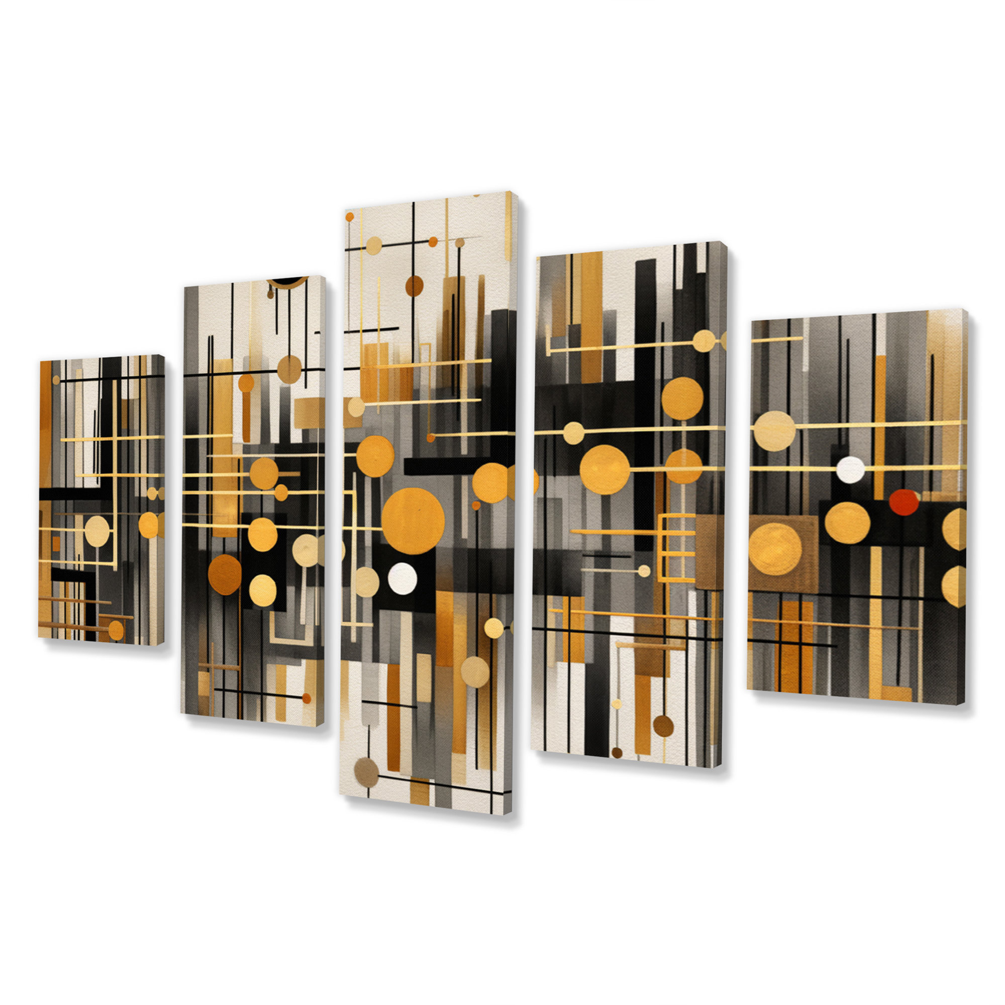 Wrought Studio™ Gold And Black Infinite Patterns - Abstract Shapes ...