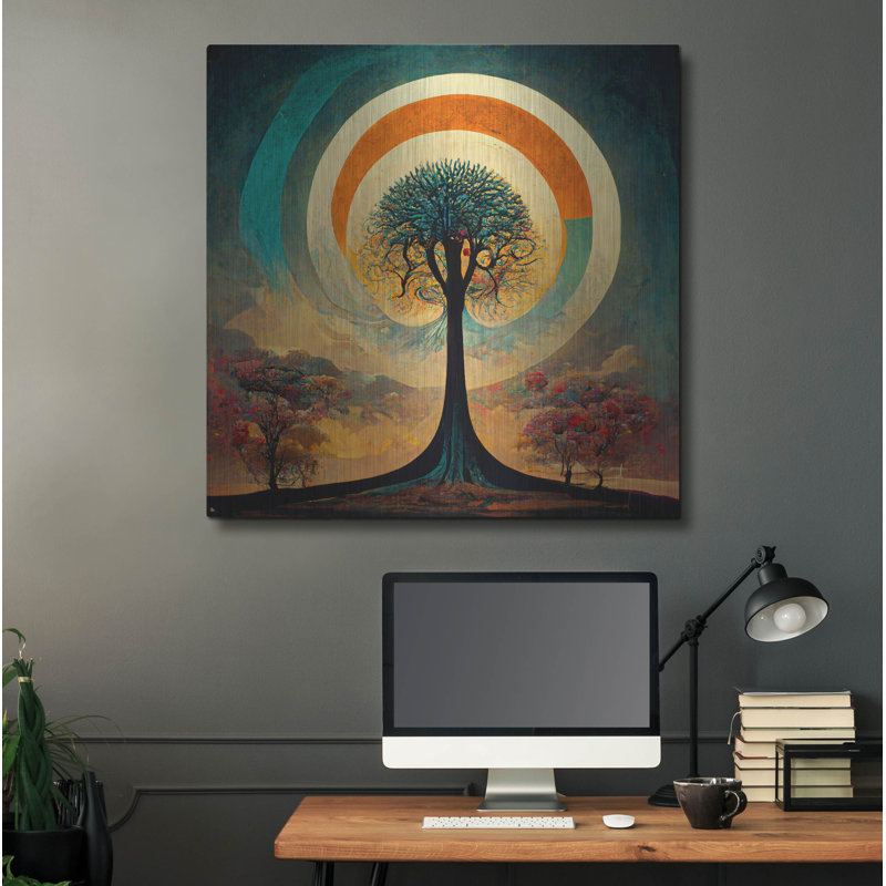 Arbre de vie 15 sur métal par Ray Heere, H 36 po x l 36 po