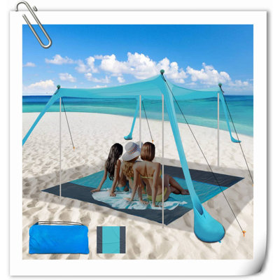Tente de plage, parasol de tente avec auvent de plage avec couverture de plage, abri de soleil pour tente de plage avec protection contre les rayons UV UPF 50+, parasol de plage, camping, cour et pique-nique