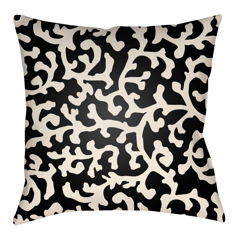 Litchfield Lumberton Outdoor Reversible Throw Pillow, 26" H x 26" W, Onyx Black/Ivory