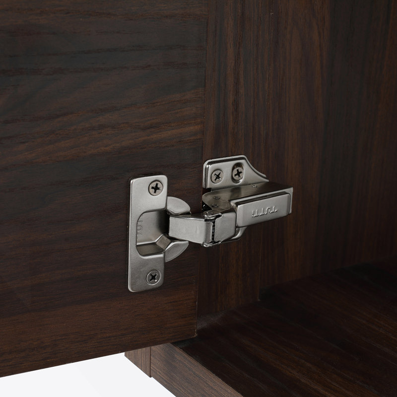Armoire de salle de bain 48 po avec lavabo, portes et tiroir à fermeture en douceur, montage flottant, 48 po x 18 po, Brun