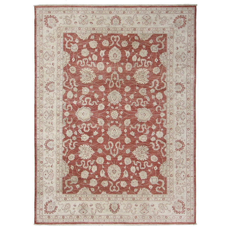 Daugherty Hand Knotted 9x12 Rust Rug