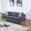 Polyfibre bleu gris, salon de style contemporain avec dossier et tissu en lin, coussins décoratifs