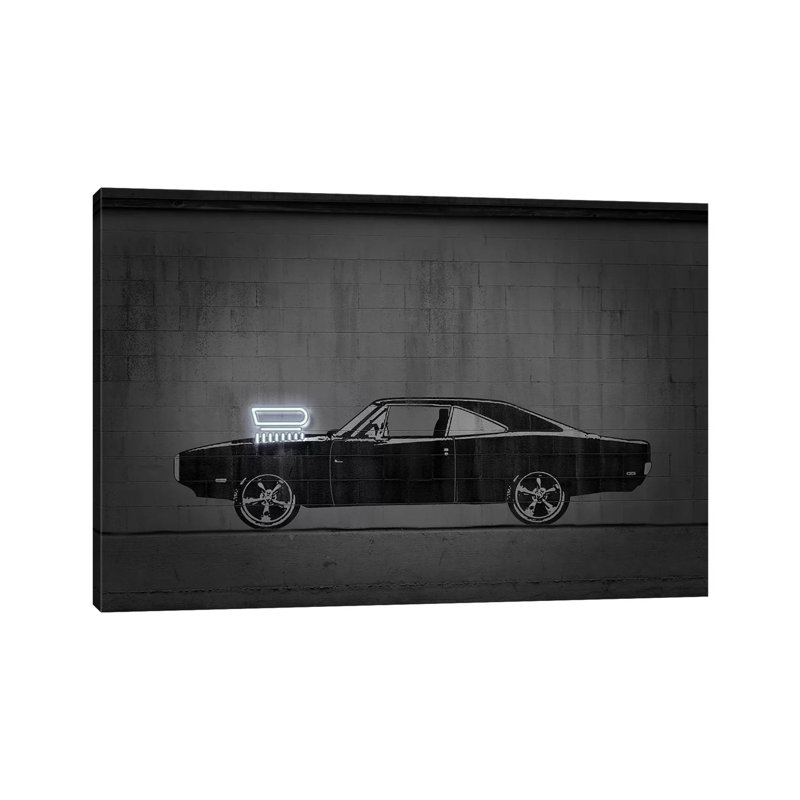 Impression d’art graphique « charger » par octave Mielu, Toile tendue, Pas de tapis, H 26 po x l 40 po x 1,5 po