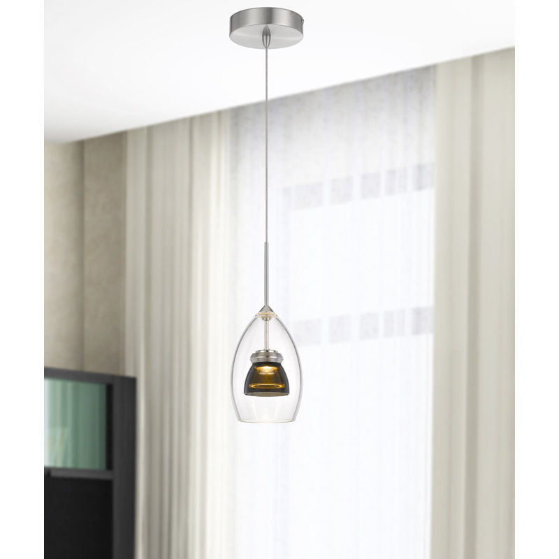 Luminaire suspendu conique à 1 lumière Lambdin, Transparent / fumé