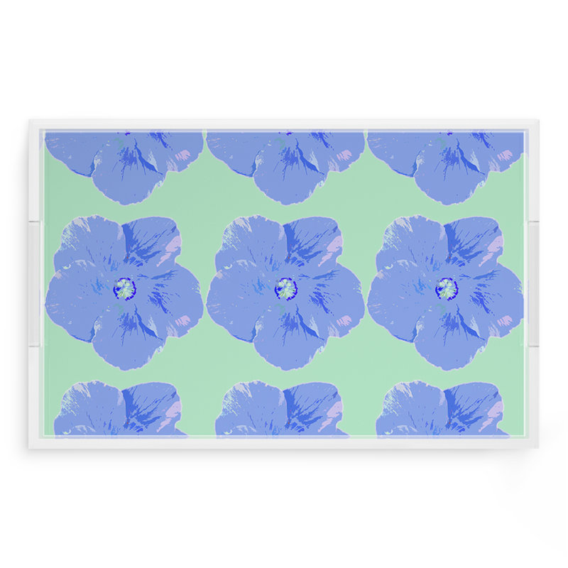 Plateau décoratif rectangulaire en acrylique Hibiscus, H 2 po x l 22,5 po x P 14,5 po, Clématite