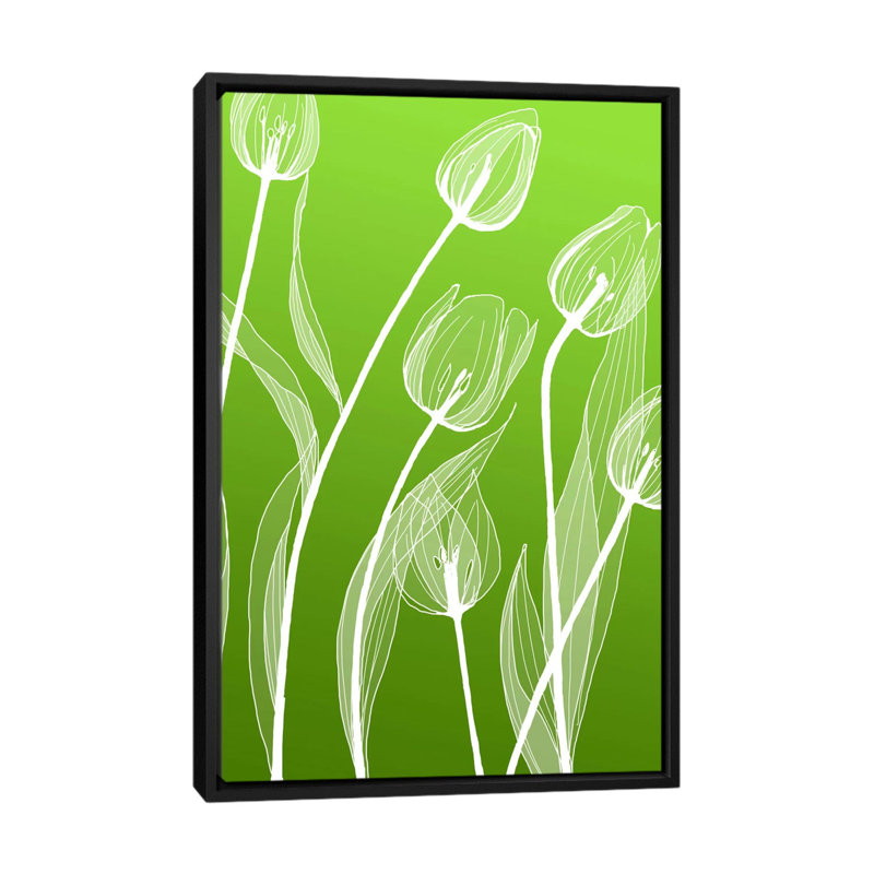 « floral iv », impression sur toile, H 26 po x l 18 po x P 1,5 po, Pas de tapis, Toile avec cadre noir