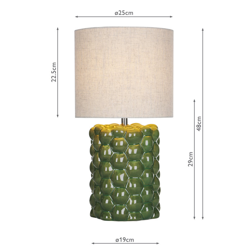 Jayden Table Lamp Glaze With Shade, Green
