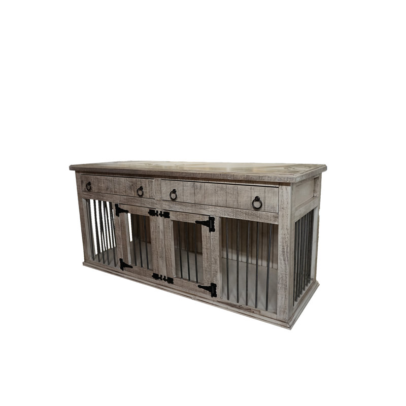 Emeram Furniture Style Crate with 2 Doors, Small (30" H x 64" W x 24" D), European Ivory