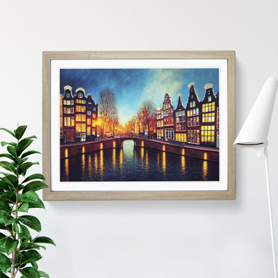 Amsterdam Canal Art Painting - Single Picture Frame Print