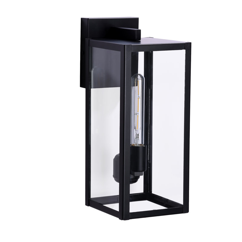 Lampe murale d'extérieur noire à deux ampoules rectangulaires, H 15,75 po x l 6,29 po x P 7,78 po, Noir