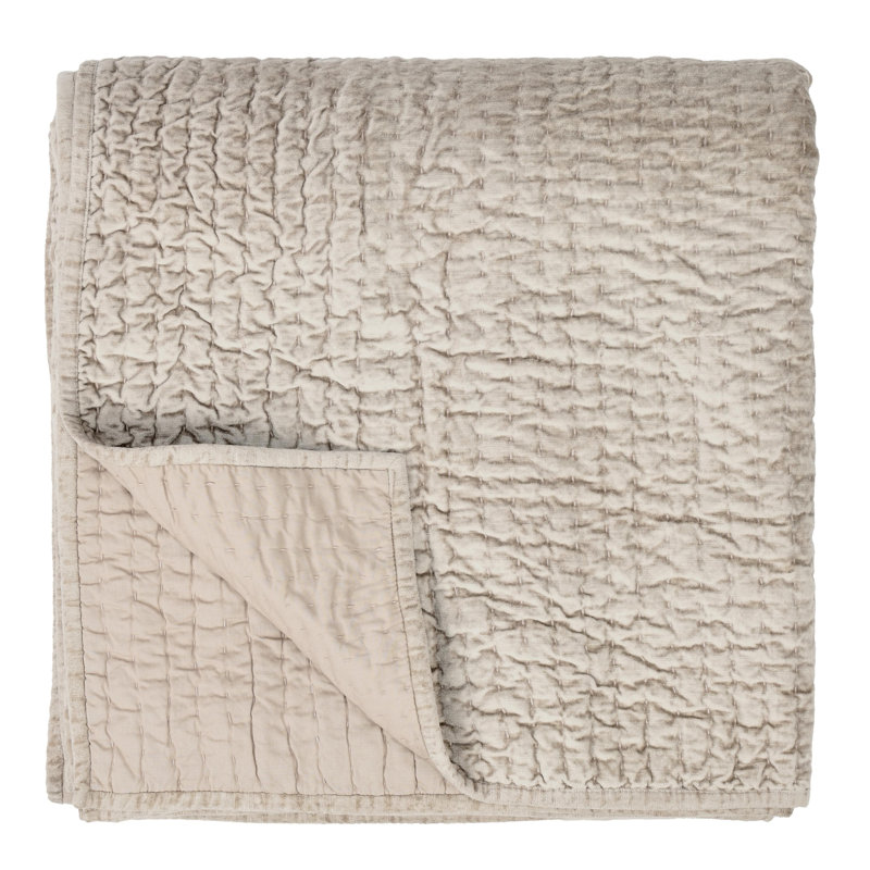 Velvet Quilt, King Quilt, Pebble Beige