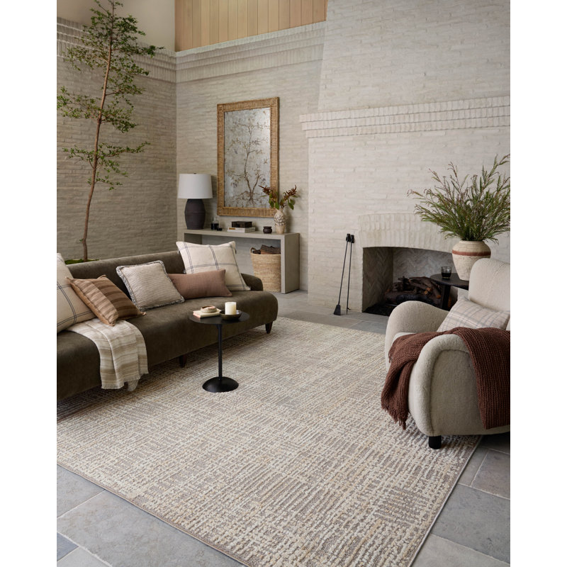 Amber Lewis x Loloi Bexley Natural / Dove Area Rug, Rectangle 4' x 6'