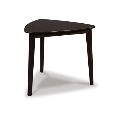 Maly Breakfast Dining Table, 35 Inch Beveled Triangular Top, Merlot Red