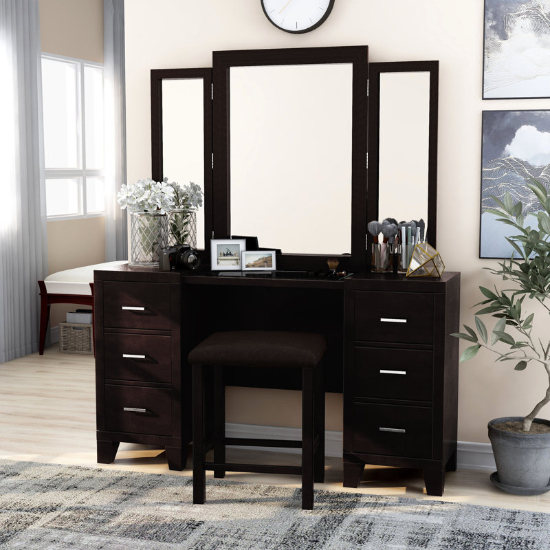 Commode 6 tiroirs avec miroir Aniylah