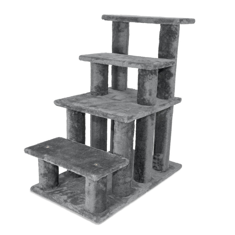 Stairs With 4 Steps, 29" H x 23.63" W x 15.75" D, Gray