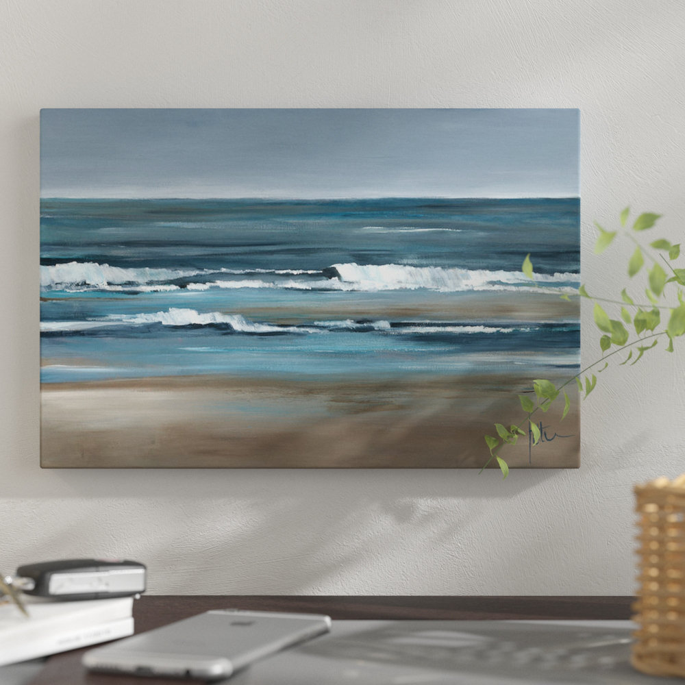 'Waves I' Graphic Art Print on Canvas The Twillery Co.® Mat 