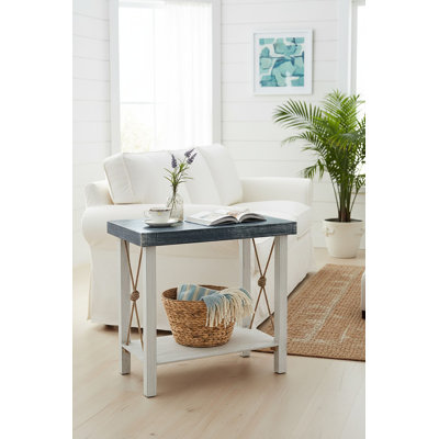 Iron Rectangle End Table w/ Weathered Knotted Rope Accent
