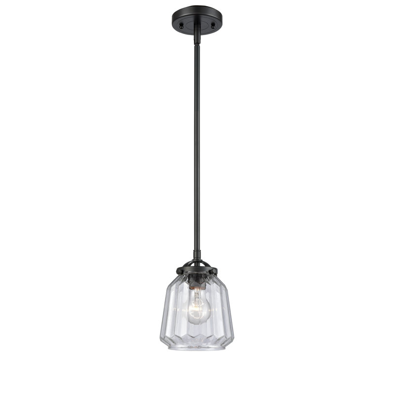 Luminaire suspendu 1 lumière à cône simple Vinson, Transparent, Bronze huilé, Ampoule non incluse
