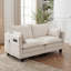 Canapés modernes en chenille beige, canapé compact 2 places avec rangement USB-1005658415