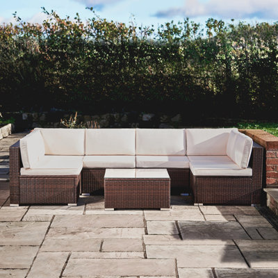 All Weather Wicker/Rattan 7 - Person Seating Group with Cushions