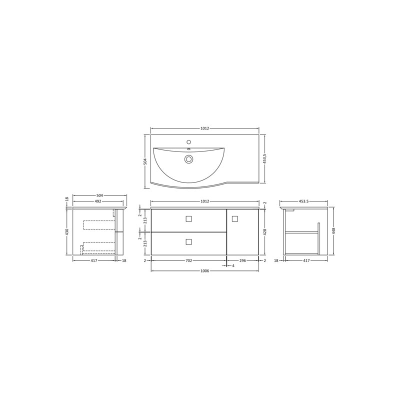 Sarenna 1012mm Single Bathroom Vanity with Integrated Polymarble Basin, Mineral Blue