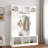 Modern Hall Tree With Adjustable Shelves, Side Cabinets, Top Compartments And Hooks-1723367799