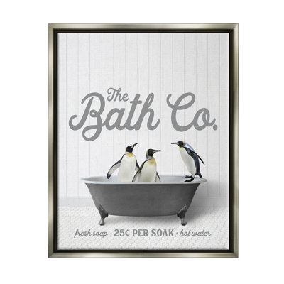 " Bathing Penguins In Tub " by Lettered And Lined