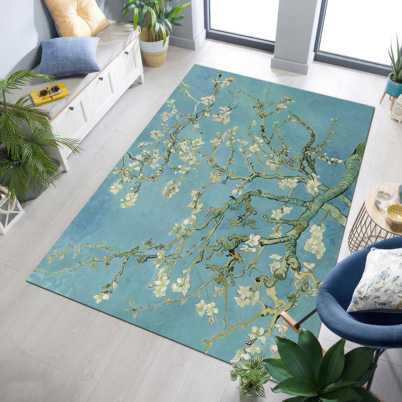 Exquisite Non-Woven Thin Type Floral Printed Rug Enhancing Your Room's Ambiance with Its Elegant Design and Vibrant Colors