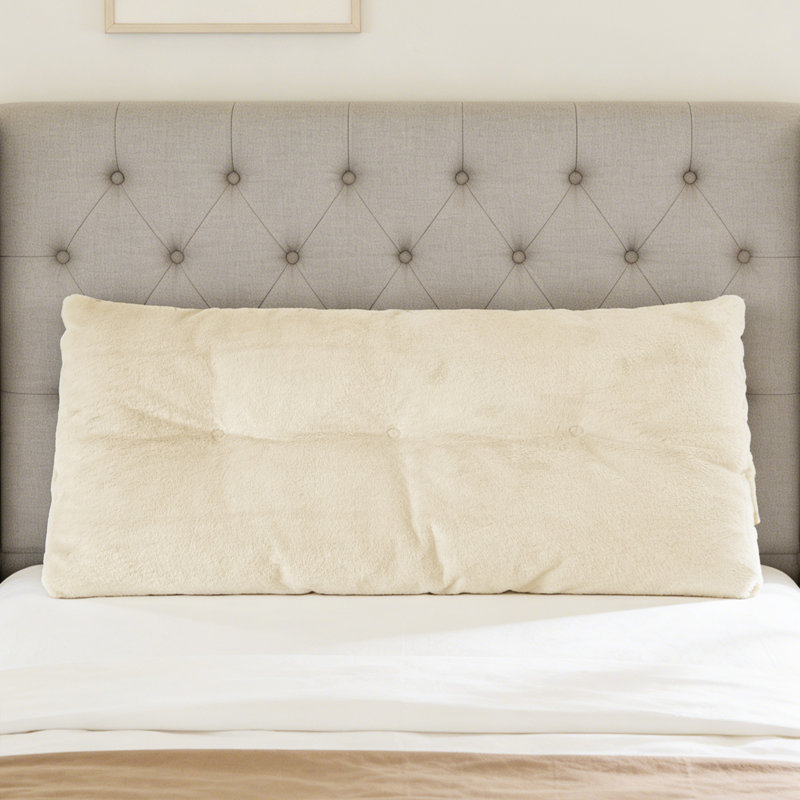 Tête de lit confortable confortable avec poches latérales, Beige